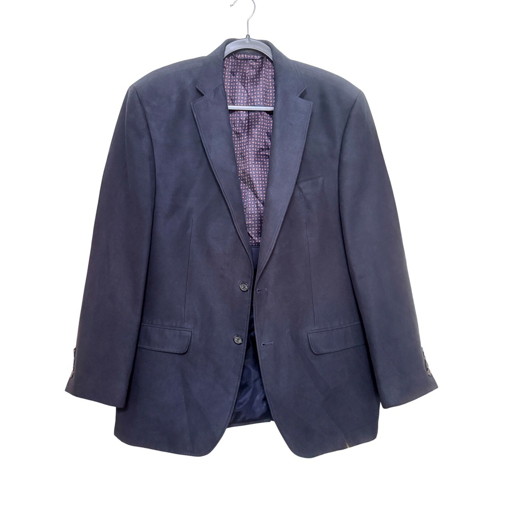 Chaps Mens Navy Blue‎ Two Button Blazer Sport Coat 42R Paisley Lining RN90736